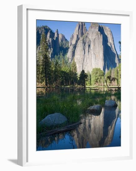 Cathedral Rocks and reflection. Yosemite National Park, CA-Jamie & Judy Wild-Framed Photographic Print