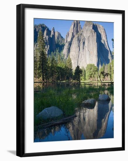 Cathedral Rocks and reflection. Yosemite National Park, CA-Jamie & Judy Wild-Framed Photographic Print