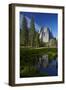 Cathedral Rocks Reflected in a Pond and Deer, Yosemite NP, California-David Wall-Framed Photographic Print