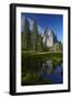 Cathedral Rocks Reflected in a Pond and Deer, Yosemite NP, California-David Wall-Framed Photographic Print