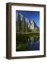 Cathedral Rocks Reflected in a Pond and Deer, Yosemite NP, California-David Wall-Framed Photographic Print