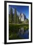 Cathedral Rocks Reflected in a Pond and Deer, Yosemite NP, California-David Wall-Framed Photographic Print