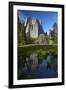 Cathedral Rocks Reflected in a Pond and Deer, Yosemite NP, California-David Wall-Framed Photographic Print