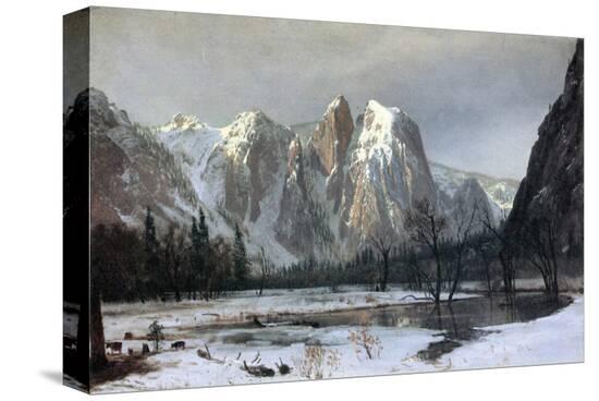 Cathedral Rocks, Yosemite Valley, California-Albert Bierstadt-Stretched Canvas