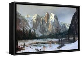Cathedral rocks, Yosemite Valley-Albert Bierstadt-Framed Stretched Canvas
