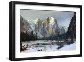 Cathedral rocks, Yosemite Valley-Albert Bierstadt-Framed Premium Giclee Print