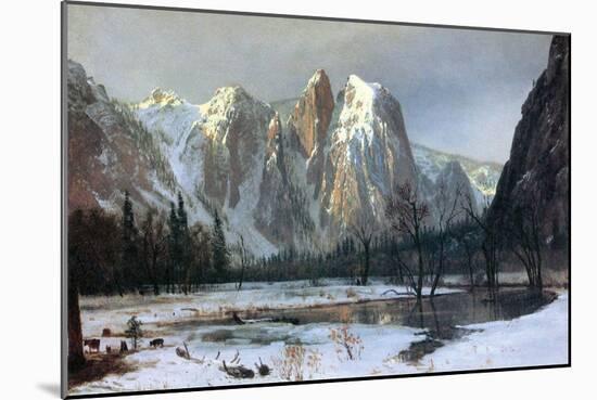 Cathedral rocks, Yosemite Valley-Albert Bierstadt-Mounted Premium Giclee Print
