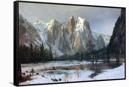 Cathedral rocks, Yosemite Valley-Albert Bierstadt-Framed Stretched Canvas