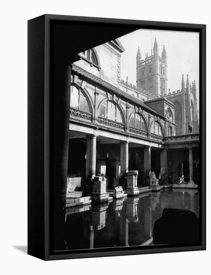 Cathedral Tower Overlooking the Ruins of the Roman Baths-David Scherman-Framed Stretched Canvas