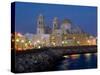 Cathedral Waterfront Dusk, Cadiz, Andalucia, Spain, Europe-Charles Bowman-Stretched Canvas