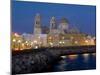 Cathedral Waterfront Dusk, Cadiz, Andalucia, Spain, Europe-Charles Bowman-Mounted Photographic Print