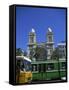Cathedral with Bus and Tram in Foreground, Tunis, Tunisia, North Africa, Africa-Nelly Boyd-Framed Stretched Canvas