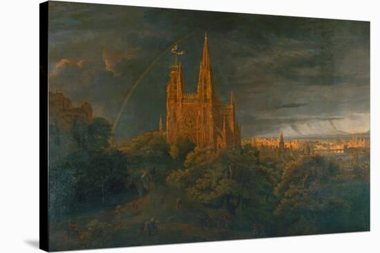 Cathedrale (A Town on a River)-Karl Friedrich Schinkel-Stretched Canvas