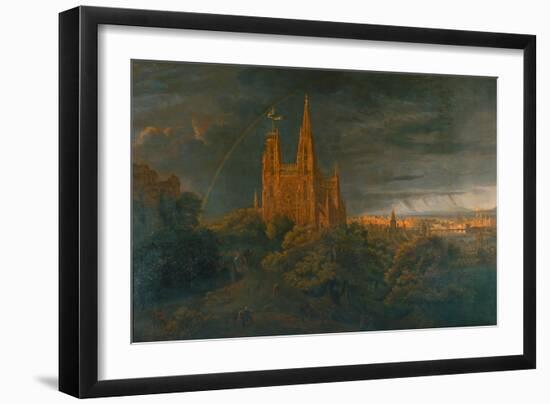 Cathedrale (A Town on a River)-Karl Friedrich Schinkel-Framed Giclee Print