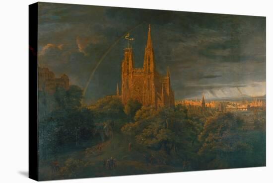 Cathedrale (A Town on a River)-Karl Friedrich Schinkel-Stretched Canvas