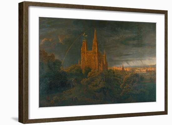 Cathedrale (A Town on a River)-Karl Friedrich Schinkel-Framed Giclee Print