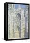 Cathédrale de Rouen, le portail et la tour Saint Romain, plein soleil, harmonie bleue et or-Claude Monet-Framed Stretched Canvas