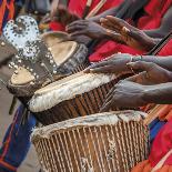 Africa, Benin, Porto Novo, Ajara. A drum player-Catherina Unger-Framed Photographic Print