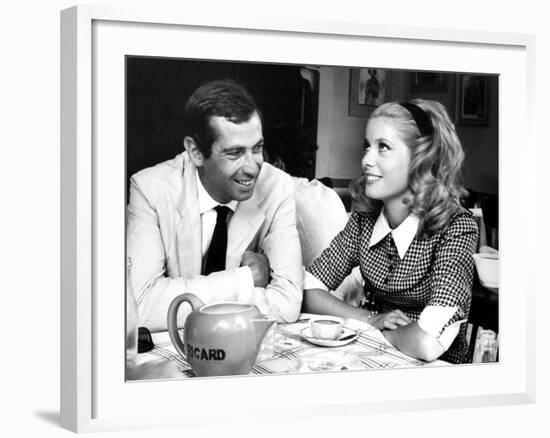 Catherine Deneuve and Roger Vadim Having a Cup of Tea in 1960-DR-Framed Photographic Print