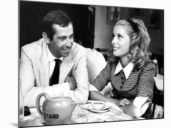 Catherine Deneuve and Roger Vadim Having a Cup of Tea in 1960-DR-Mounted Photographic Print