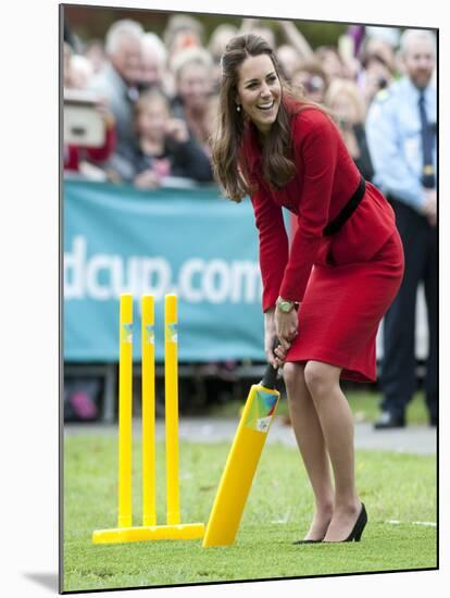 Catherine, Duchess of Cornwall plays cricket-Associated Newspapers-Mounted Photo