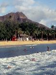 Waikiki Beach with Diamond Head, Honolulu, Oahu, Hawaii-Catherine Gehm-Framed Stretched Canvas