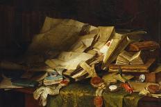 Still Life: Books and Papers on a Desk-Catherine Wood-Framed Stretched Canvas