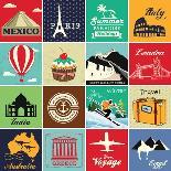 Set Of Vintage Retro Vacation And Travel Label Cards And Symbols-Catherinecml-Art Print