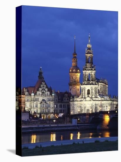 Catholic Hofkirche (Church of the Court) (St. Trinity Cathedral), Hausmann Tower, Dresden, Saxony,-null-Stretched Canvas