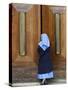 Catholic Nun Opening a Door, Rome, Lazio, Italy, Europe-Godong-Stretched Canvas