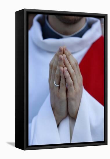 Catholic Priest's Hands, Paris, France, Europe-Godong-Framed Stretched Canvas
