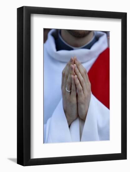 Catholic Priest's Hands, Paris, France, Europe-Godong-Framed Photographic Print