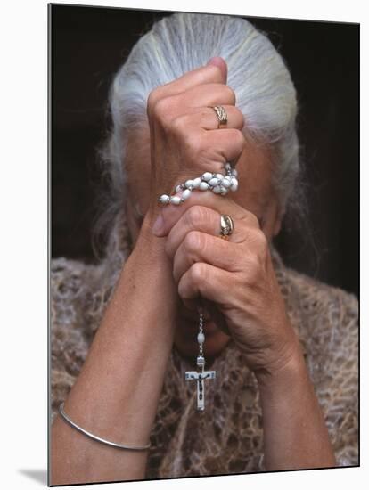 Catholic Woman Prays Holding Her Rosary-null-Mounted Photographic Print