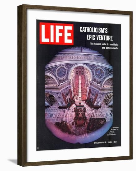 Catholicism's Epic Venture, Ending Assembly at Vatican II Ecumenical Council, December 17, 1965-Ralph Crane-Framed Photographic Print