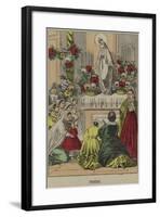 Catholics Praying before a Statue of the Virgin Mary-null-Framed Giclee Print