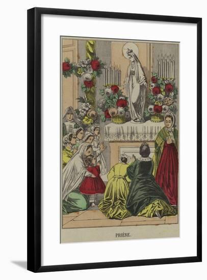 Catholics Praying before a Statue of the Virgin Mary-null-Framed Giclee Print