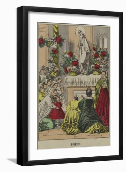 Catholics Praying before a Statue of the Virgin Mary-null-Framed Giclee Print