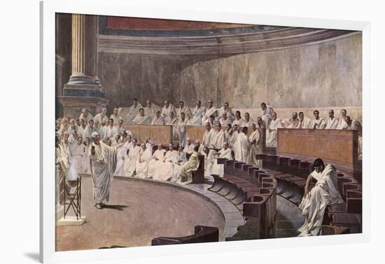 Catiline Plotting to Seize Power in Rome is Denounced in the Senate by Cicero-null-Framed Photographic Print