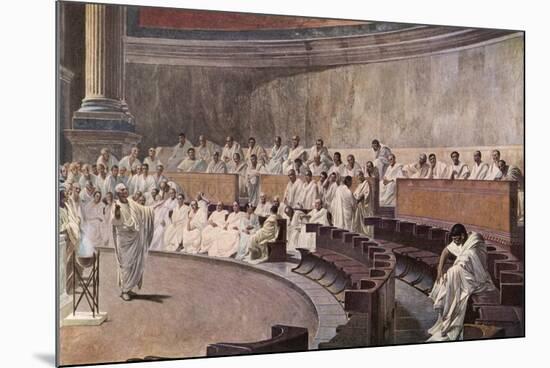 Catiline Plotting to Seize Power in Rome is Denounced in the Senate by Cicero-null-Mounted Photographic Print