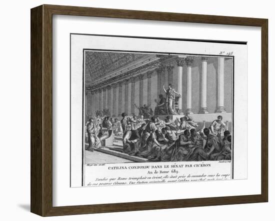 Catiline Plotting to Seize Power in Rome is Denounced in the Senate by Cicero-Augustyn Mirys-Framed Art Print