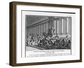 Catiline Plotting to Seize Power in Rome is Denounced in the Senate by Cicero-Augustyn Mirys-Framed Art Print