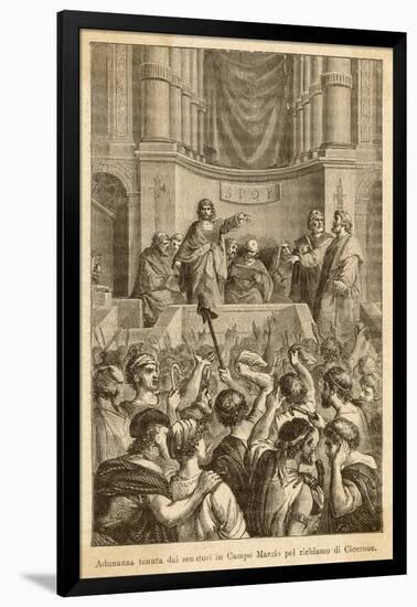 Catiline Plotting to Seize Power in Rome is Denounced in the Senate by Cicero-L. Stefanoni-Framed Art Print