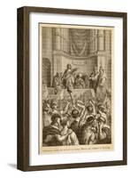 Catiline Plotting to Seize Power in Rome is Denounced in the Senate by Cicero-L. Stefanoni-Framed Art Print