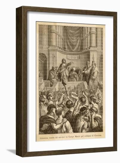 Catiline Plotting to Seize Power in Rome is Denounced in the Senate by Cicero-L. Stefanoni-Framed Art Print