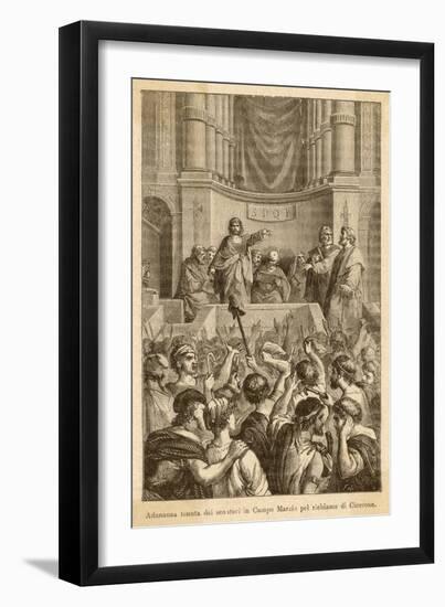 Catiline Plotting to Seize Power in Rome is Denounced in the Senate by Cicero-L. Stefanoni-Framed Art Print