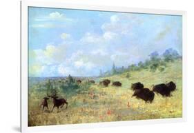 Catlin: Elk and Buffalo-George Catlin-Framed Giclee Print