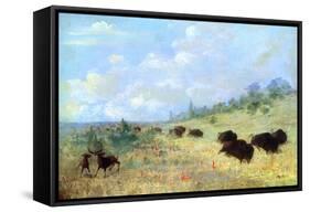 Catlin: Elk and Buffalo-George Catlin-Framed Stretched Canvas