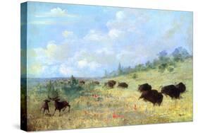 Catlin: Elk and Buffalo-George Catlin-Stretched Canvas