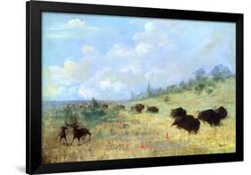 Catlin: Elk and Buffalo-George Catlin-Framed Giclee Print