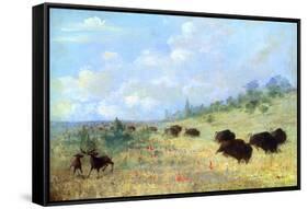 Catlin: Elk and Buffalo-George Catlin-Framed Stretched Canvas